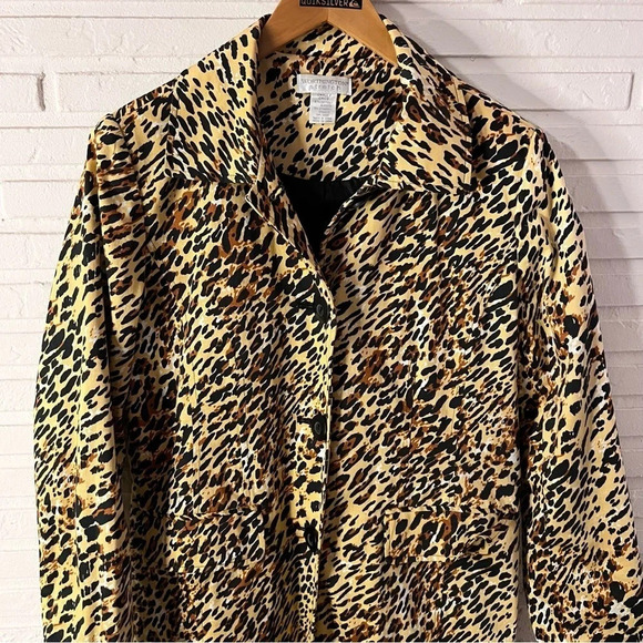Worthington Brown Leopard Print Cotton Trench Overcoat , Women’s Size Small - Picture 2 of 9